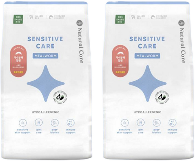 네츄럴코어 강아지 센시티브 케어 기능성 사료 작은입자, 피부/피모+알러지, 1.2kg, 2개