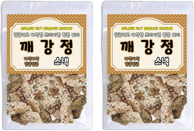 달콤하고 바삭한 프리미엄 황금 귀리 깨강정, 300g, 2개