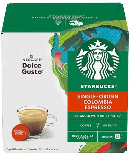 STARBUCKS 星巴克 NESCAFE 雀巢咖啡 Dolce Gusto 多趣酷思 哥倫比亞濃縮咖啡膠囊, 5.5g, 12顆, 1盒