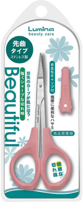 Lumina 露蜜 美型薄刃彎剪 設計不易裂甲 附安全保護蓋, 1支, 粉色