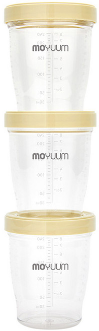 모윰 유아용 트라이탄 이유식용기, 240ml, 베이지, 3개