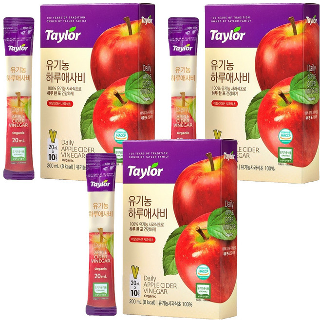 Taylor 每日蘋果醋隨身包, 200ml, 3盒