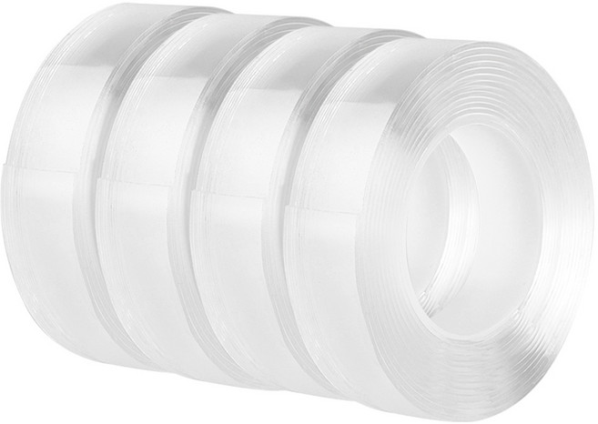 코멧 더 길어진 실리콘 양면 테이프 3cm x 5m, 투명, 4개