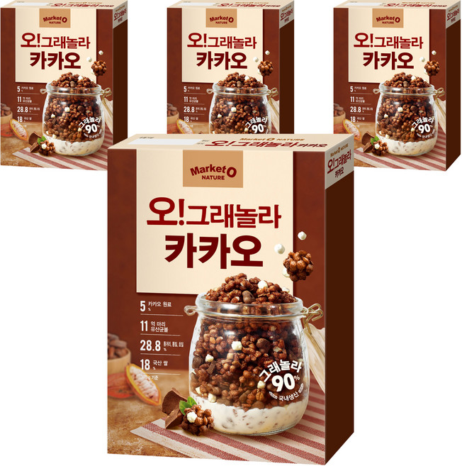마켓오네이처 오 그래놀라 카카오 시리얼, 300g, 4개