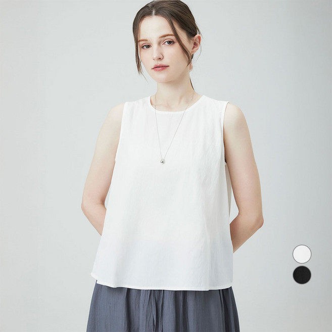 ELLEPARIS 여성용 브리즈 바스락 오픈 백 민소매 블라우스