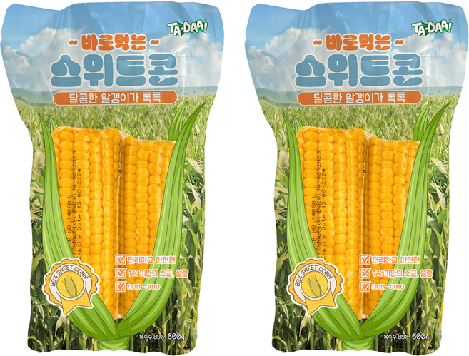Tadaa 바로먹는 스위트콘 옥수수, 600g, 2개