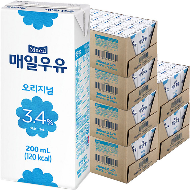 매일우유 오리지날 멸균우유, 200ml, 144개