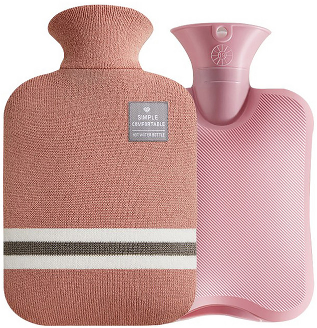 트랜드 2L 보온 물주머니 + 니트 커버 세트 브라운, 1세트