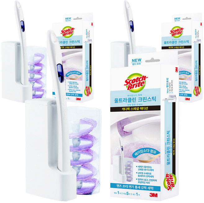 스카치브라이트 쓰리엠 울트라클린 베이킹소다 크린스틱 캐디팩, 혼합색상, 3개