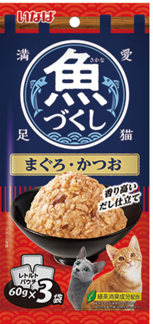 이나바 고양이 생선 가득 파우치, 혼합맛(참치/가다랑어), 180g, 1개