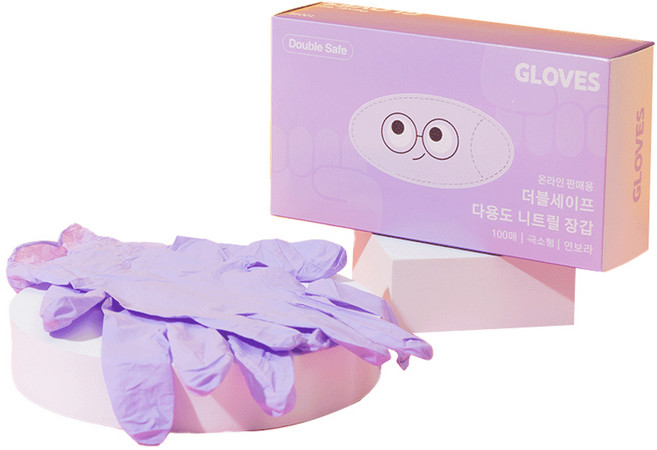더블세이프 식품용 다용도 니트릴장갑 100p, 연보라, XS, 1개