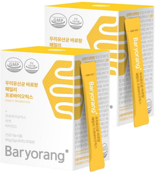 바료랑 우리 유산균 패밀리 프로바이오틱스, 60g, 2개