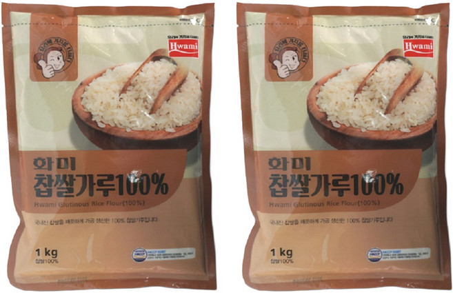 화미_찹쌀가루100%(국산/면세), 1kg, 2개