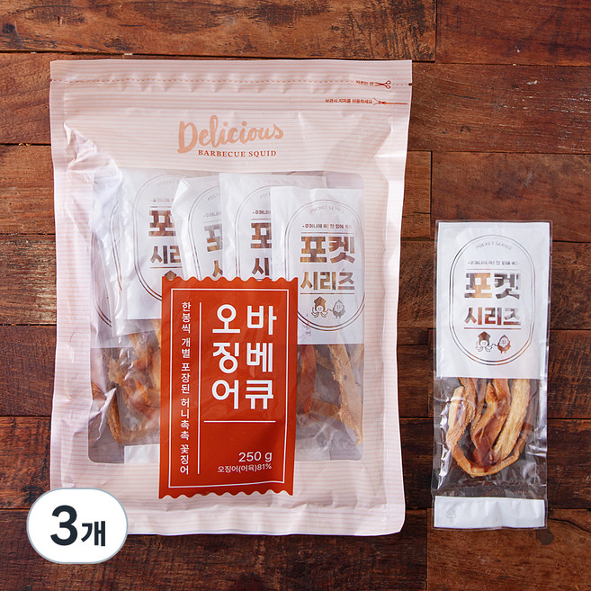 바베큐 오징어 10입, 250g, 3개