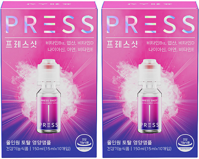 프레스샷 올인원 토탈 영양 앰플 10p, 150ml, 2개