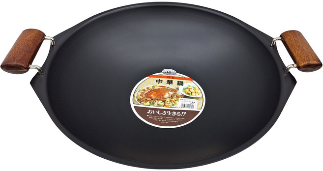 EPORAS 雙耳中華鐵鍋, 36cm, 黑色, 1個