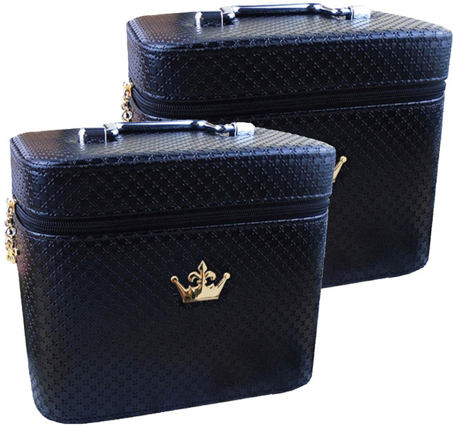 더자카 스타일리쉬 크라운 뷰티파우치 S, 블랙, 2개