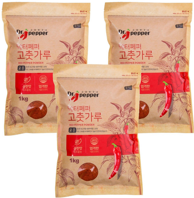 고추연구소 굵은 고춧가루, 1kg, 3개