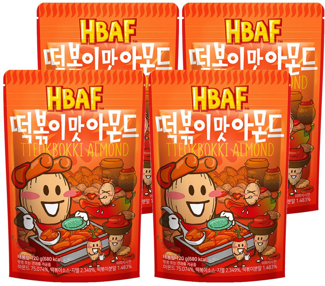 바프 떡볶이맛 아몬드, 120g, 4개