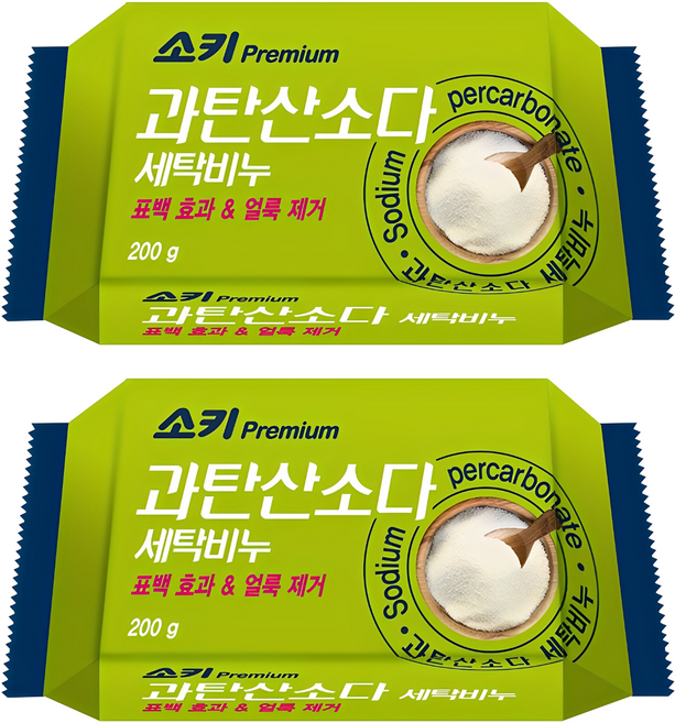 소키 무궁화 프리미엄 과탄산소다 세탁비누, 200g, 2개
