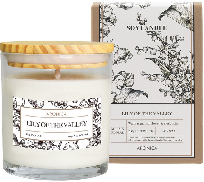 아로니카 소이캔들, 릴리오브더밸리, 200g, 1개