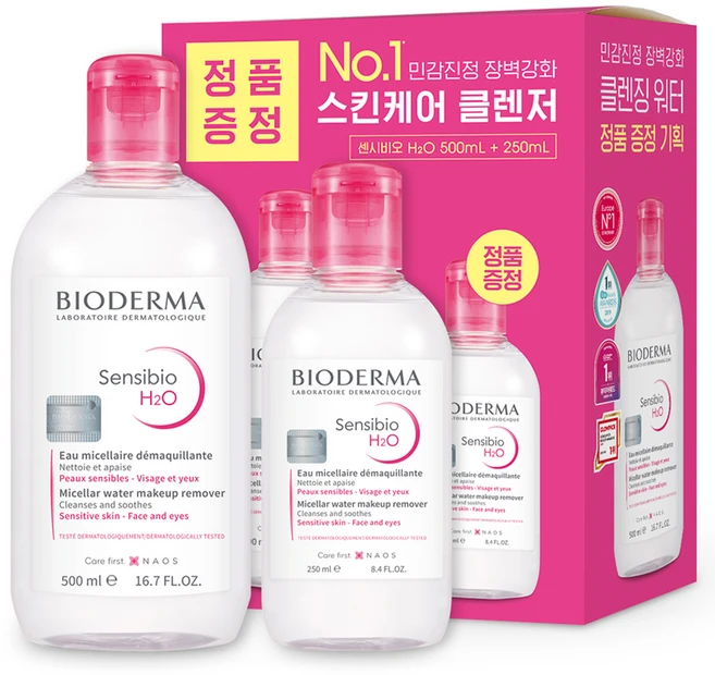 바이오더마 센시비오 H2O 민감용 클렌징 워터 기획세트 500ml + 250ml, 1개 - 쿠팡