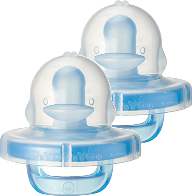 PiYOPiYO 黃色小鴨 親乳感安撫奶嘴 矽膠材質 柔軟耐咬 附造型保護蓋, 0歲以上, 顏色隨機, 2個