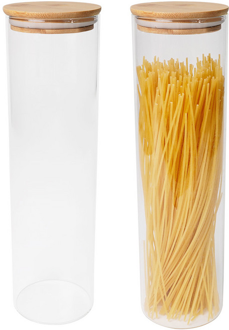 인블룸 원목뚜껑 원형 내열유리병, 1.5L, 2개