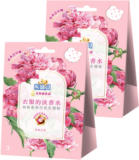Snuggle 熊寶貝 衣物香氛袋, 典雅玫瑰, 21g, 2盒