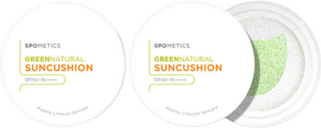 스포메틱스 그린 네츄럴 선 쿠션 SPF50+ PA++++, 25g, 2개