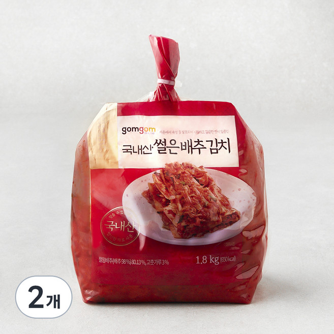 곰곰 국내산 썰은 배추 김치, 1.8kg, 2개