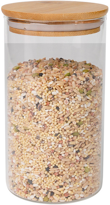 인블룸 원목뚜껑 원형 내열유리병, 750ml, 1개