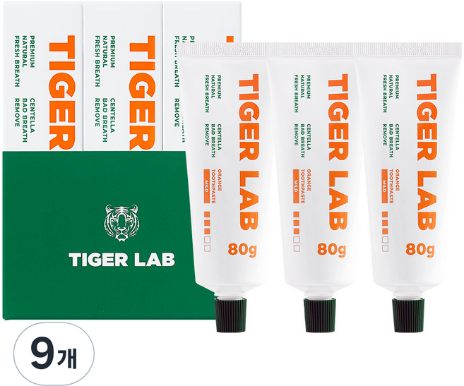타이거랩 시카 치약 마일드 오렌지, 80g, 9개
