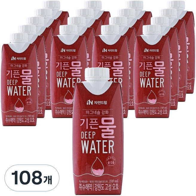 기픈물 자연드림 마그네슘 강화 종이팩 해양심층수, 330ml, 108개