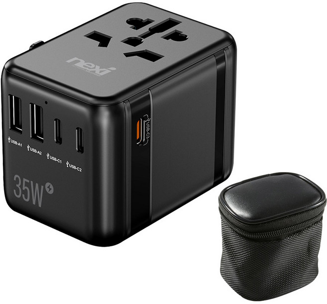 넥시 5포트 35W 고속충전 해외 여행용 멀티 어댑터 NX-TA661, 1개