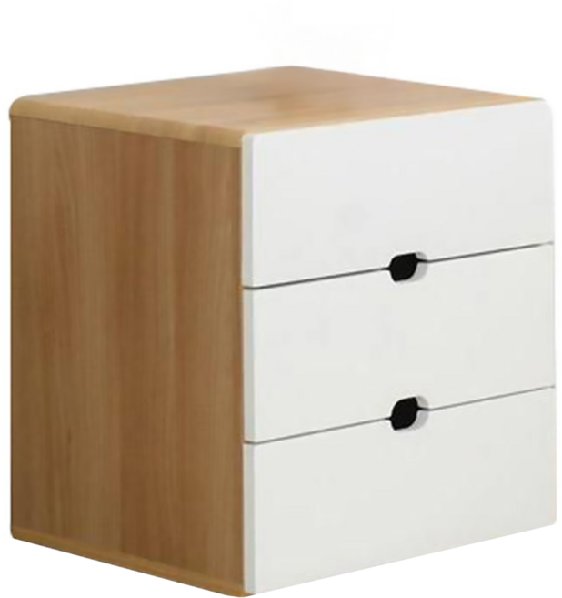JD FURNITURE Romi 三層抽屜床頭櫃, 橡木色 + 白色, 3層