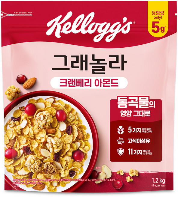 켈로그 크랜베리 아몬드 그래놀라 시리얼, 1.2kg, 1개