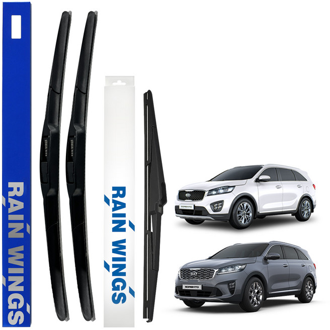 레인윙스 하이브리드 RV & SUV 차량 전면 후면 와이퍼 세트, 기아 올뉴/더뉴 쏘렌토 2015년~2020년