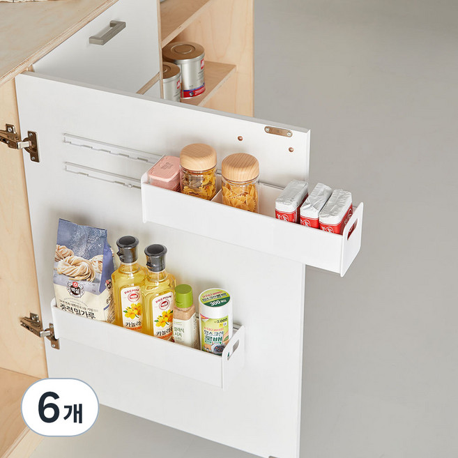 이지모아 부착형 슬라이딩 틈새 수납 서랍 정리함, 화이트, 6개