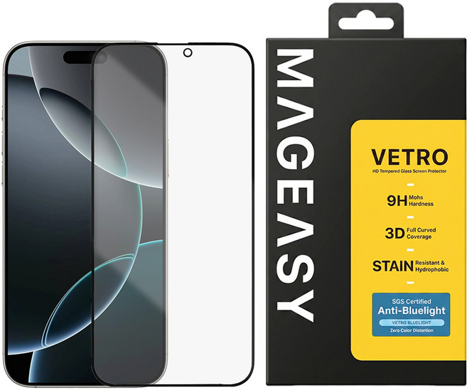 MAGEASY Vetro BlueLight 手機 鋼化玻璃 保護膜 iPhone 16 Pro Max 抗藍光 9H 硬度 疏水疏油 1個
