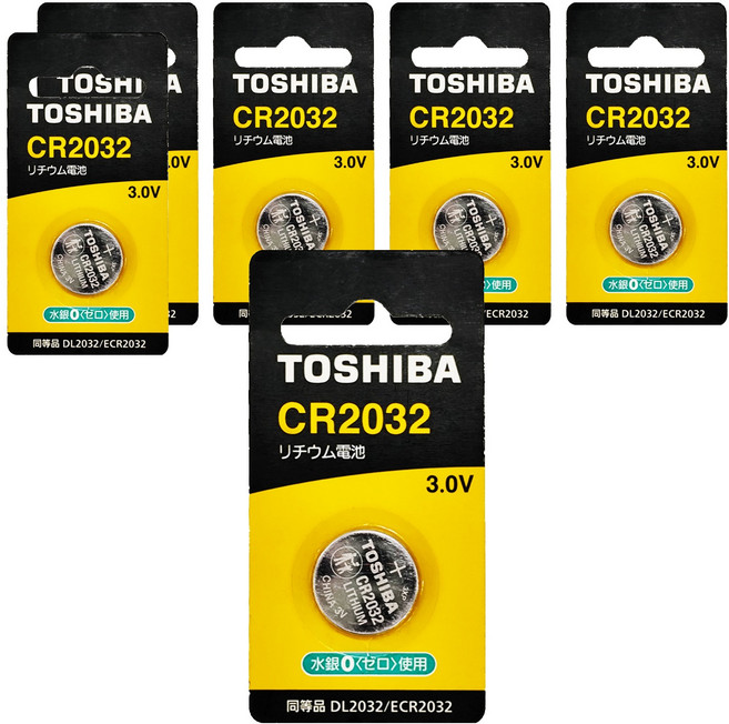 TOSHIBA 東芝 台灣公司貨 鈕扣電池 CR2032, 6個, 1入