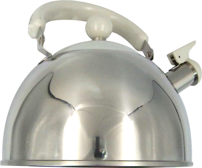 YOSHIKAWA 吉川 日本進口 NEWPLEAL 笛音茶壺 2.5L (白柄), 不鏽鋼, 1個