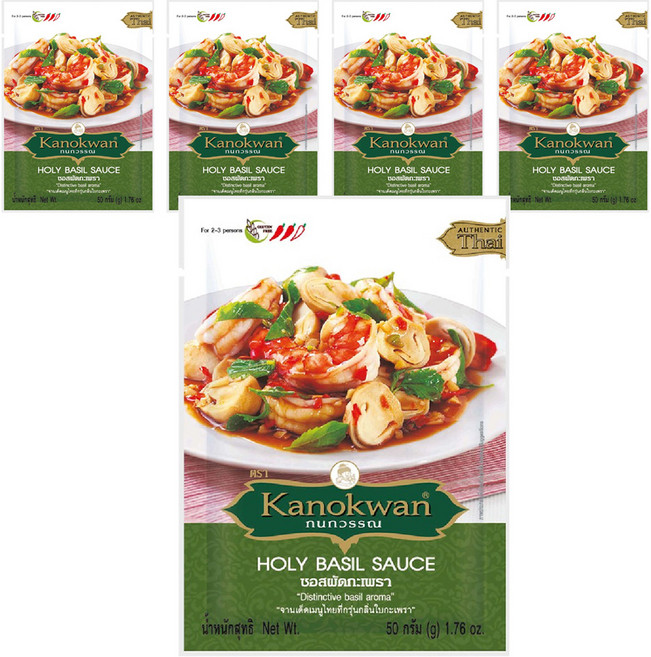 Kanokwan 打拋羅勒醬, 50g, 5包