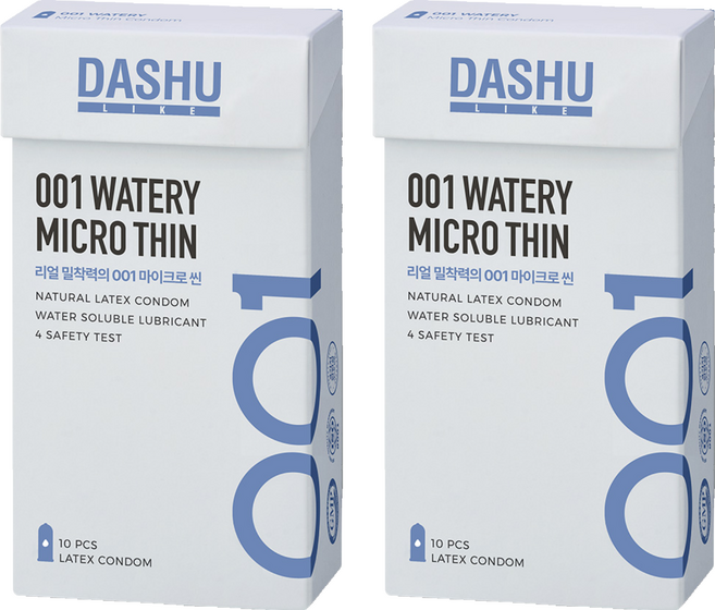 다슈 라이크 001 워터리 마이크로 씬 젤 일반형 콘돔, 10개입, 2개