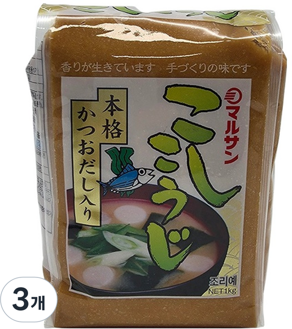 마루산 고시고우지 미소 조미된장, 1kg, 3개