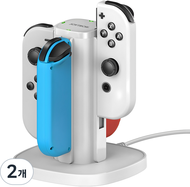 JOYTRON 任天堂 Switch 專用 Joy-Con LED 充電座 充電器, JTSW-103, 2個, 白色