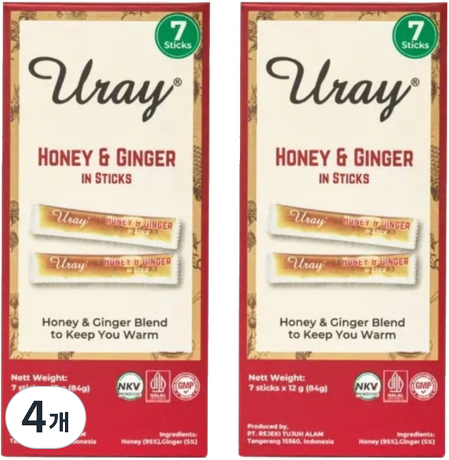 우라이 허니 & 진저 스틱 7p, 84g, 4개