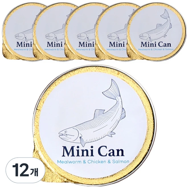애니먼 반려동물 애니캔 밀웜 베이스 미니캔, 연어, 30g, 12개 - 쿠팡