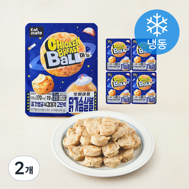 잇메이트 닭가슴살 볼 마늘 (냉동), 100g, 2개, 5개입