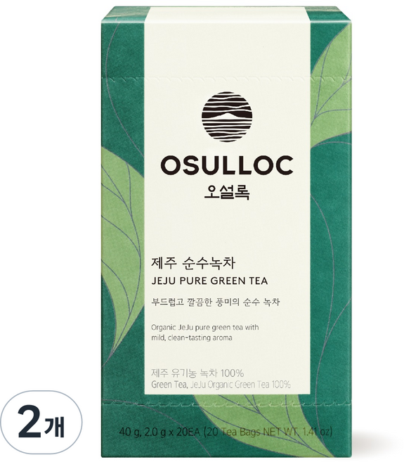 오설록 제주 순수 녹차 티백, 2g, 20개입, 2개